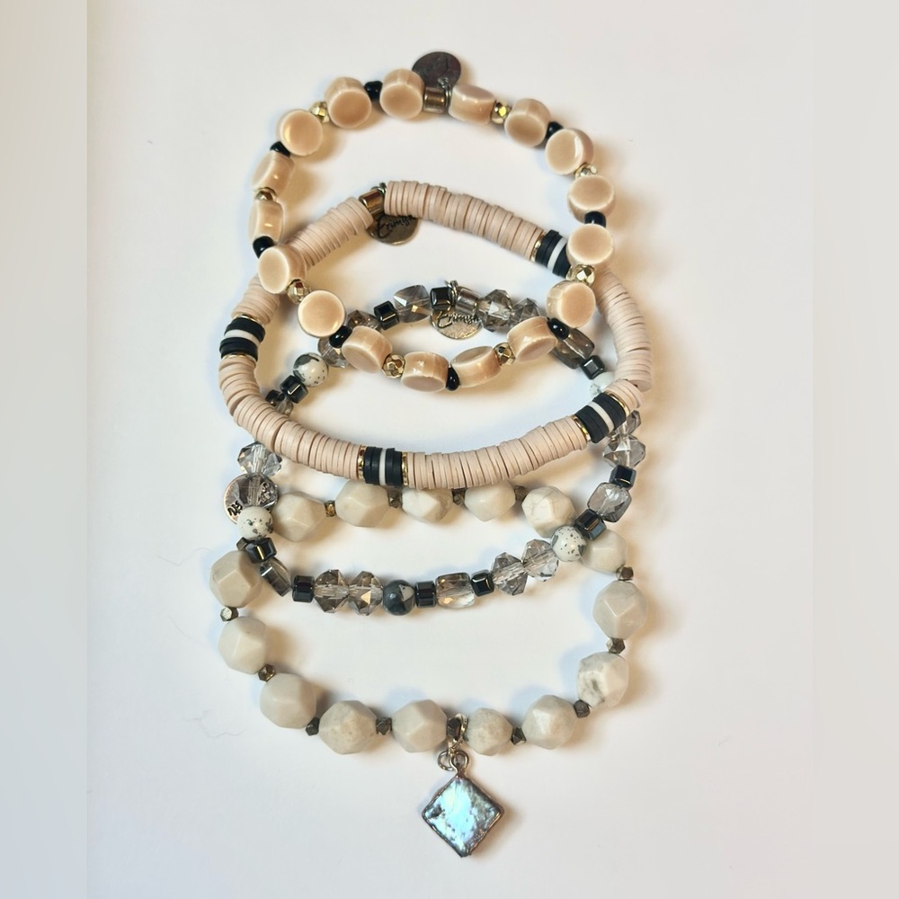 Erimish Black & Taupe Bracelet Set - 4 stack